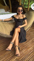 Dress with a knot in the chest area "AMORE" - BLACK